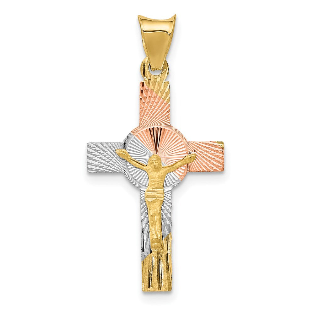 14K Gelb & Rhodium mit Rhodium Iona Kruzifix Kreuz Anhänger