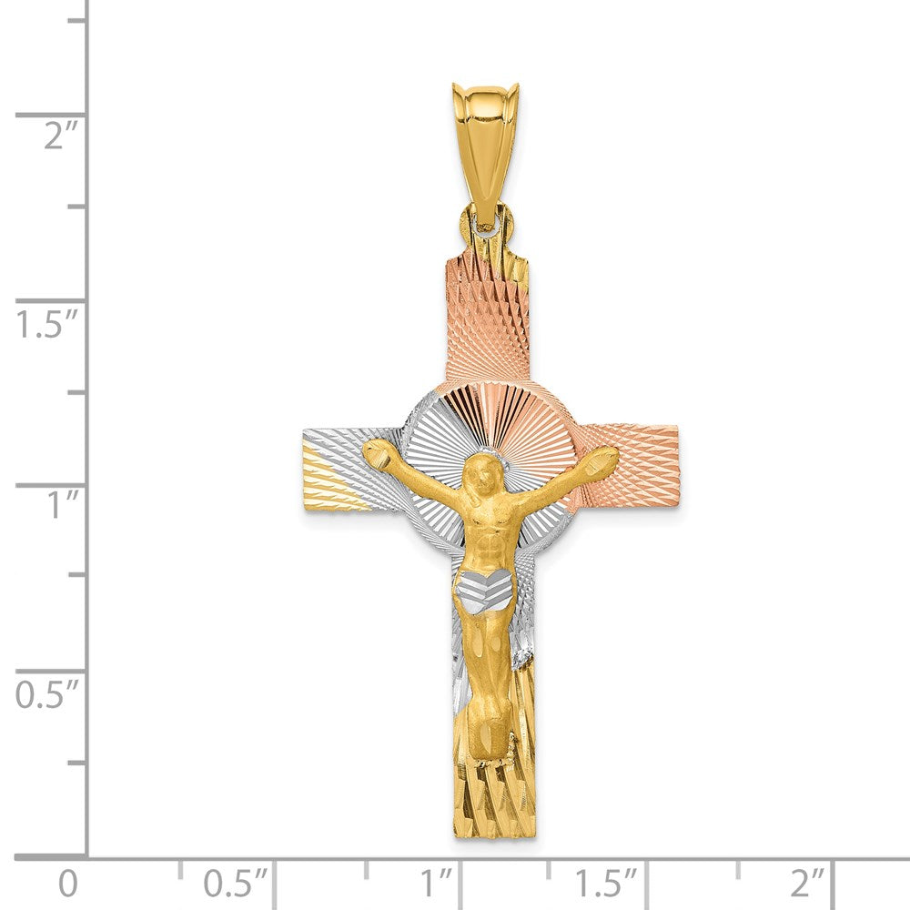 14K Gelb- & Rhodiumgold mit Rosé- und Weiß-Rhodium Iona Kruzifix-Kreuz-Anhänger
