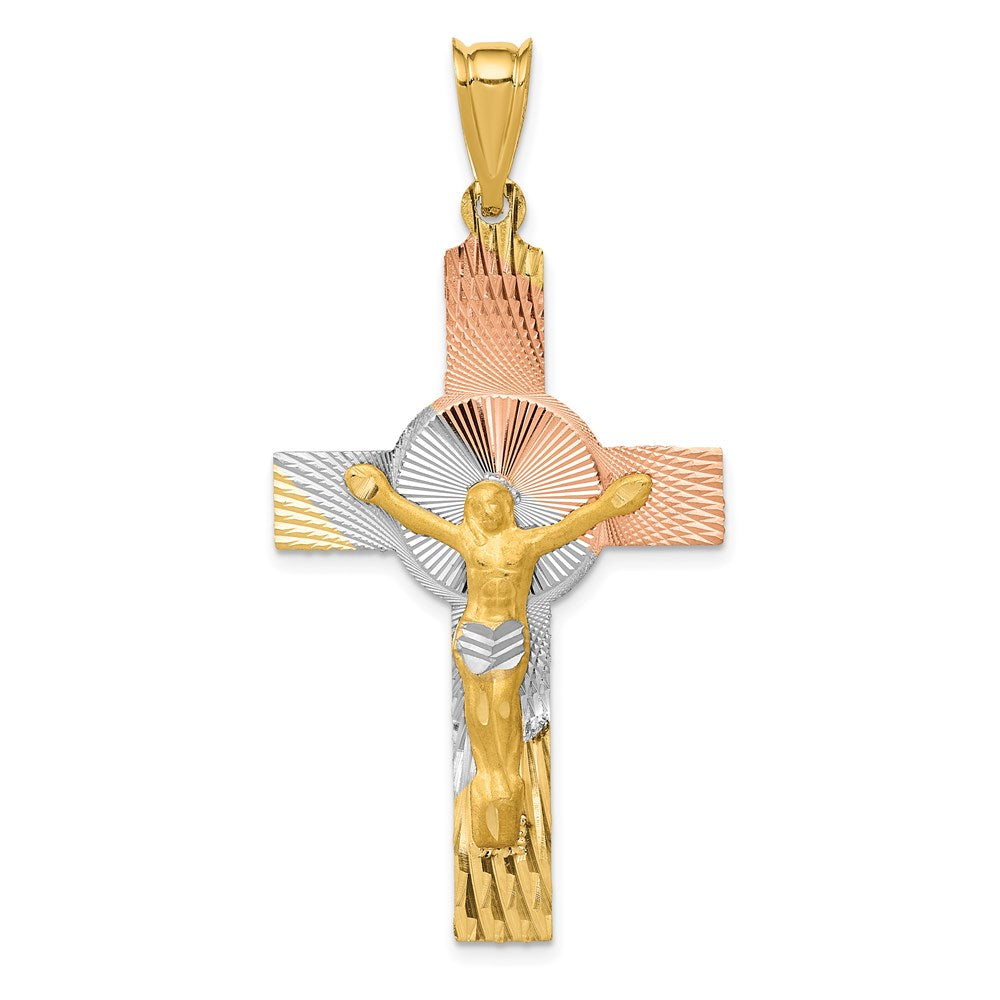 14K Gelb- & Rhodiumgold mit Rosé- und Weiß-Rhodium Iona Kruzifix-Kreuz-Anhänger