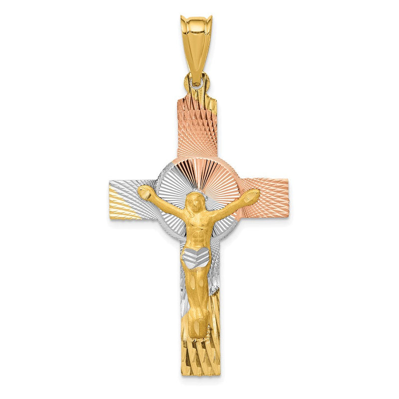 14K Gelb- & Rhodiumgold mit Rosé- und Weiß-Rhodium Iona Kruzifix-Kreuz-Anhänger