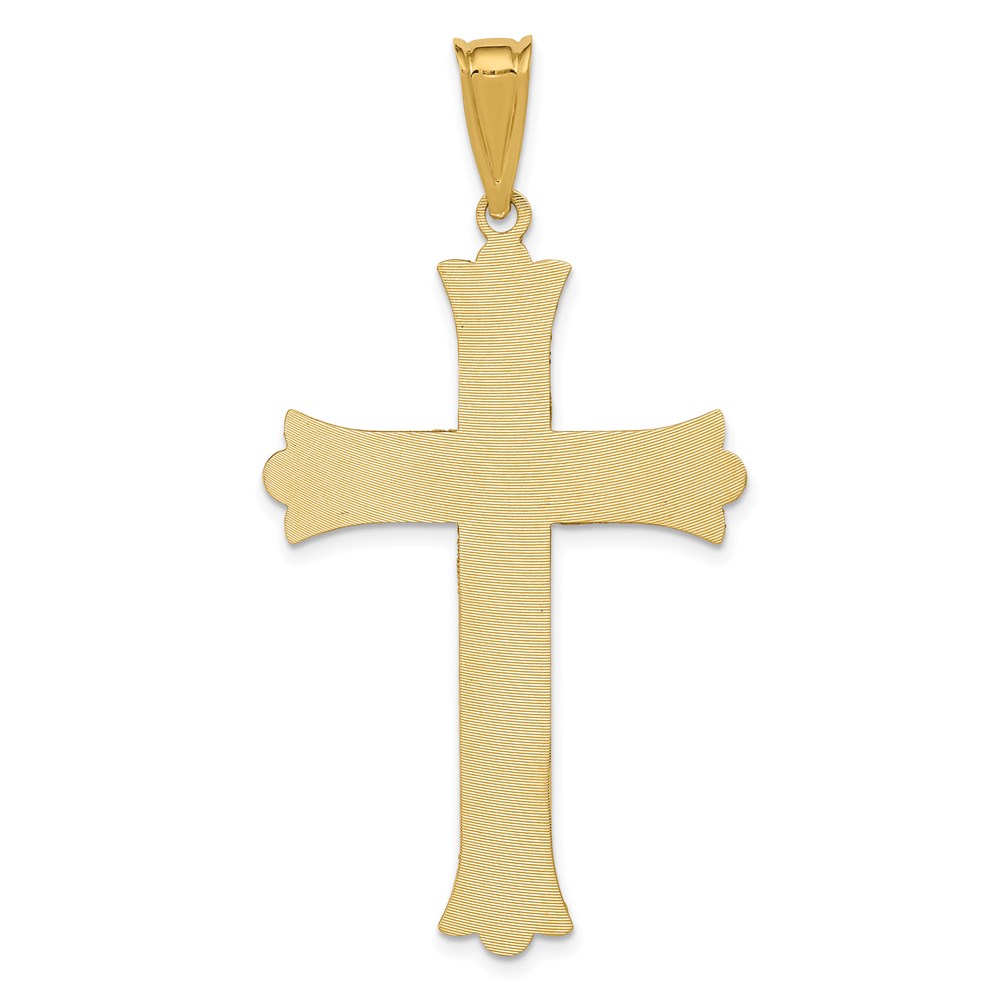 14K Bicolor-Gold Bicolor-Gold Polierter Satin Diamantiert Kruzifix Kreuz Anhänger