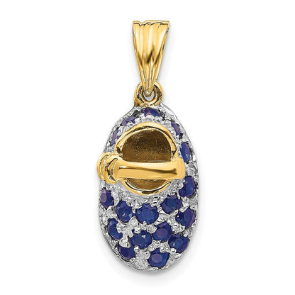 14K Gelbgold & Rhodium September-Babyschuh-Charm mit Rhodium