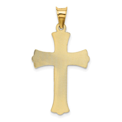 14K Gelbgold Kruzifix-Anhänger, poliert, satiniert und diamantiert