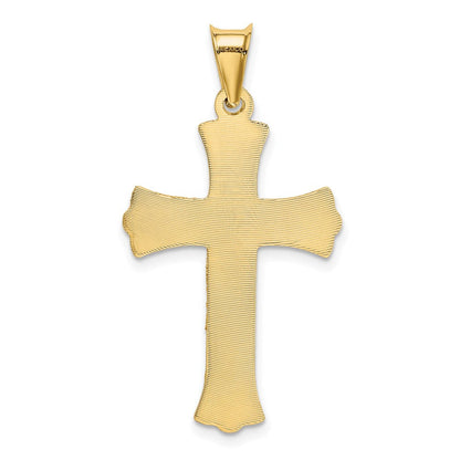14K Gelbgold Kruzifix-Anhänger, poliert, mattiert und diamantiert