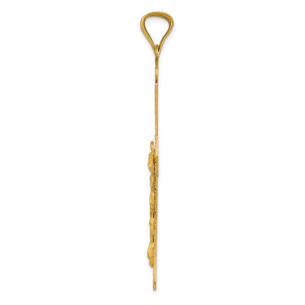 14 Karat Gelb- und Rhodiumgold mit Rosé- und Weiß-Rhodium Kruzifix-Kreuz-Anhänger
