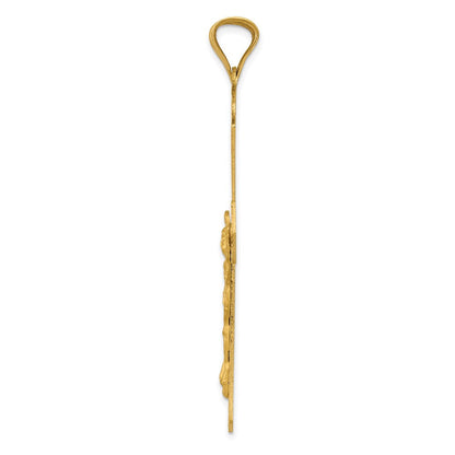 14 Karat Gelb- und Rhodiumgold mit Rosé- und Weiß-Rhodium Kruzifix-Kreuz-Anhänger