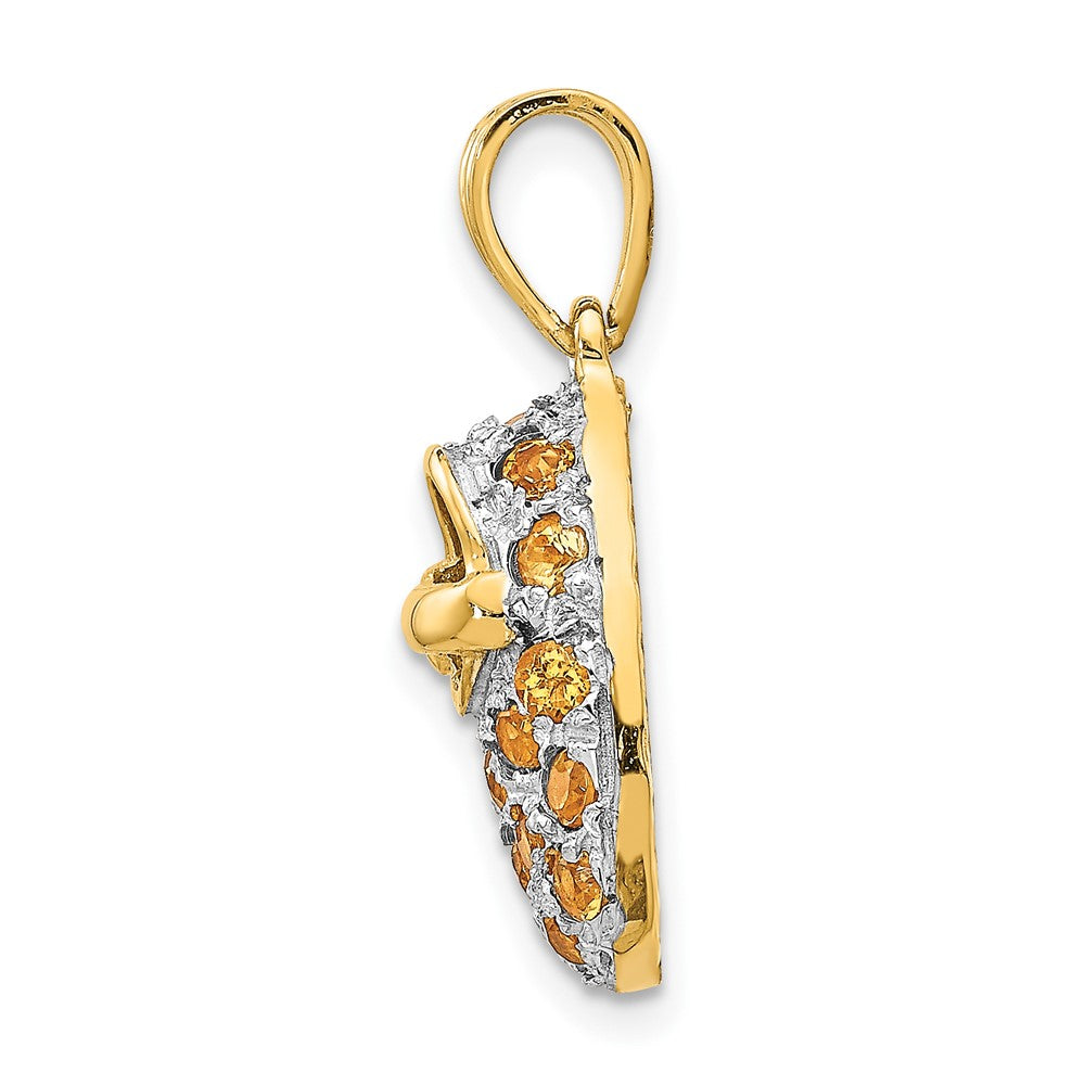 14 Karat Gelbgold und Rhodium mit Rhodium-Krappenfassung, November/Citrin, Baby-Schuh-Charm