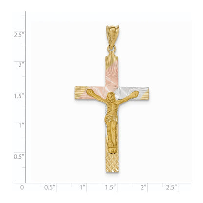 14K Gelb- und Rhodiumgold sowie Rhodium Kruzifix-Kreuzanhänger
