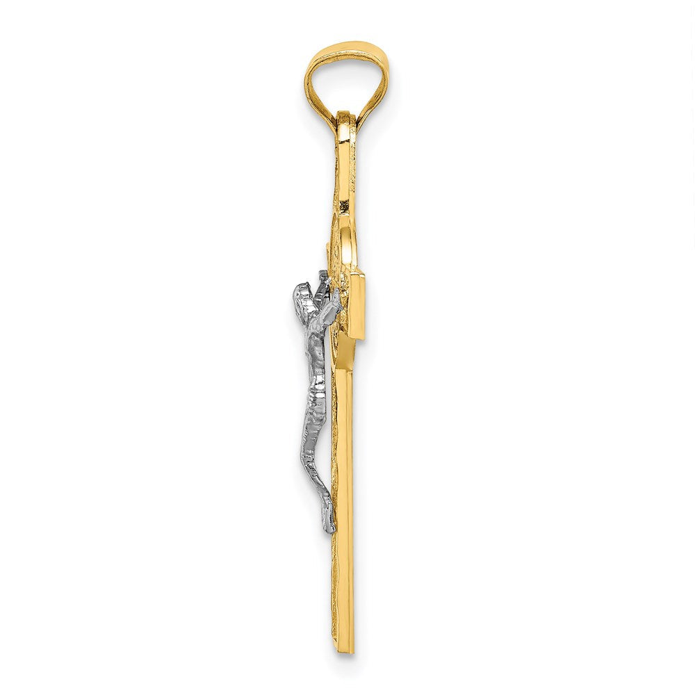 14k Bicolor-Gold St.-Benedikt-Medaille Kruzifix-Kreuz-Anhänger