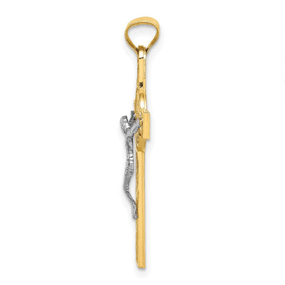 14k Bicolor-Gold St.-Benedikt-Medaille Kruzifix-Kreuz-Anhänger