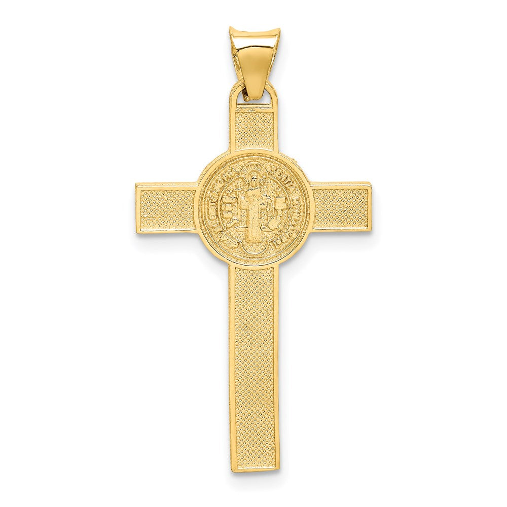 14k Bicolor-Gold St.-Benedikt-Medaille Kruzifix-Kreuz-Anhänger