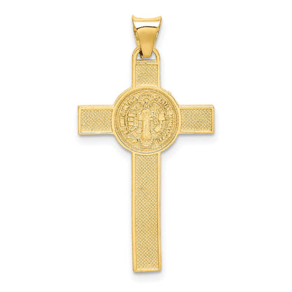 14k Bicolor-Gold St.-Benedikt-Medaille Kruzifix-Kreuz-Anhänger