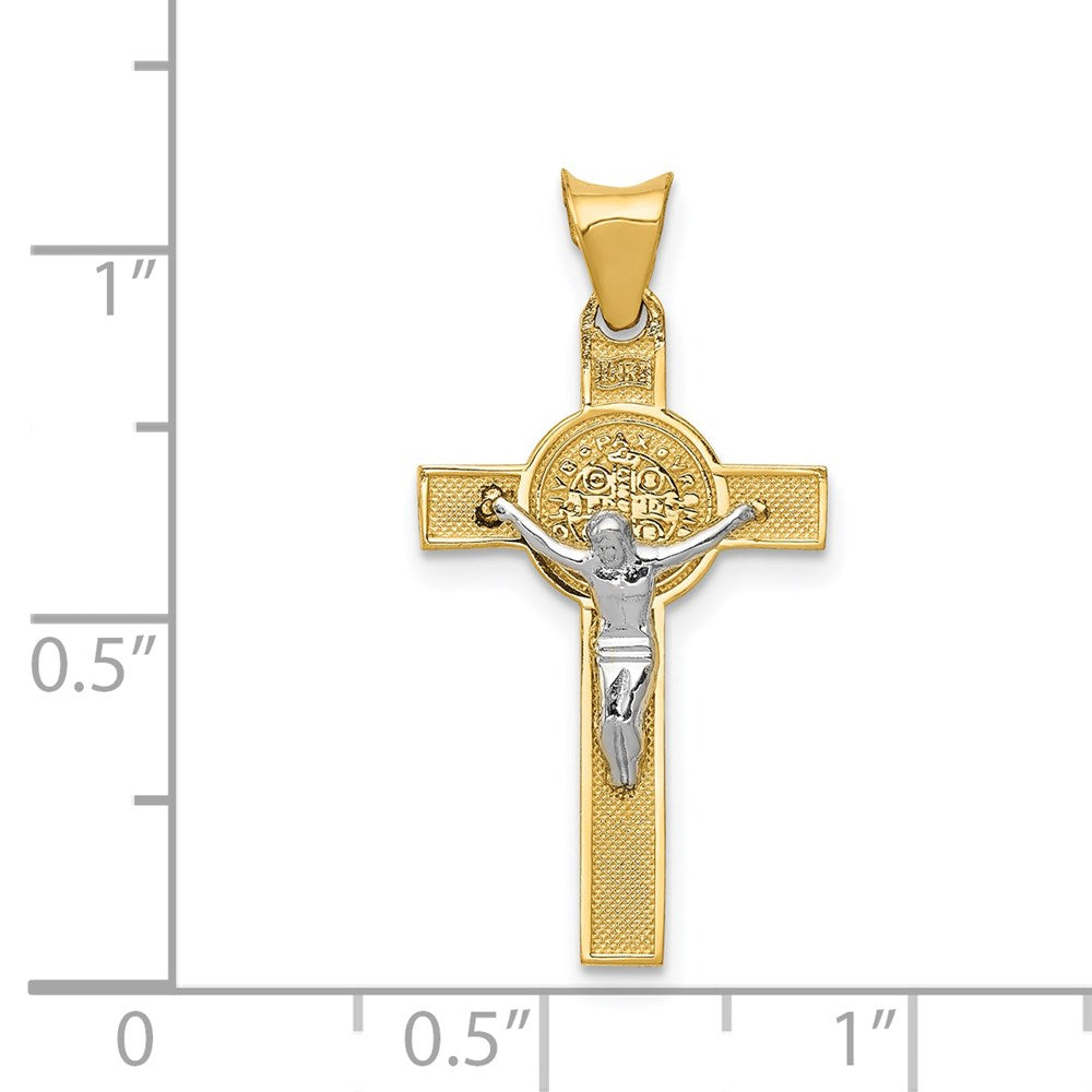 14K Bicolor St. Benedict Medaille Kruzifix Kreuz Anhänger