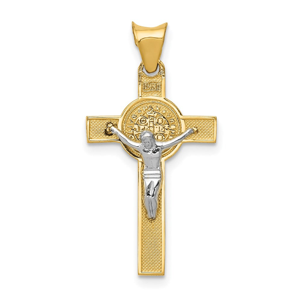14K Bicolor St. Benedict Medaille Kruzifix Kreuz Anhänger