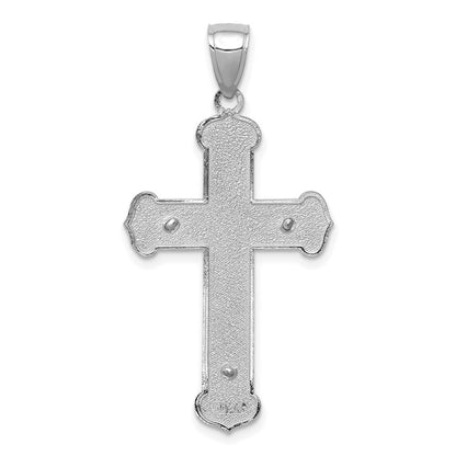 14K Weißgold Polierter Kruzifix-Anhänger