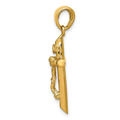 14 Karat Gelbgold Polierter Kruzifix-Kreuz-Anhänger