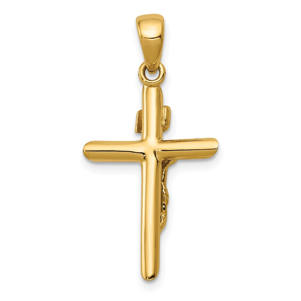 14 Karat Gelbgold Polierter Kruzifix-Kreuz-Anhänger