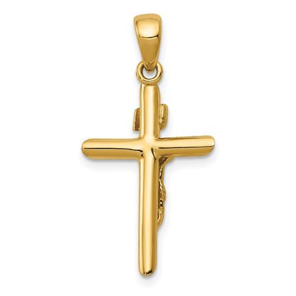 14 Karat Gelbgold Polierter Kruzifix-Kreuz-Anhänger