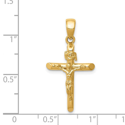 14 Karat Gelbgold Polierter Kruzifix-Kreuz-Anhänger