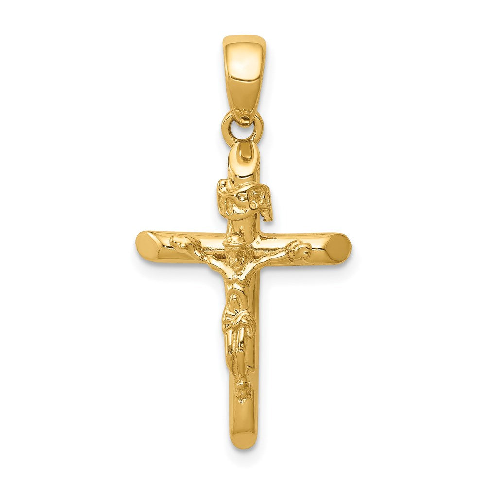 14 Karat Gelbgold Polierter Kruzifix-Kreuz-Anhänger