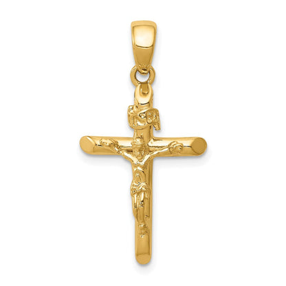 14 Karat Gelbgold Polierter Kruzifix-Kreuz-Anhänger