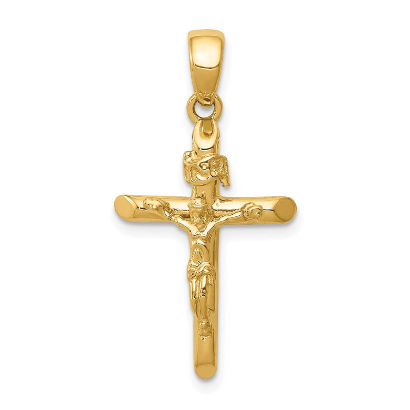14 Karat Gelbgold Polierter Kruzifix-Kreuz-Anhänger