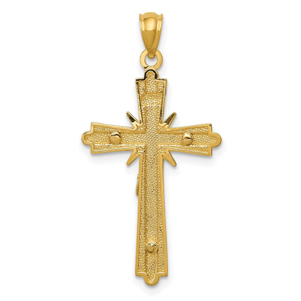 14K Bicolor-Gold polierter Kruzifix-Anhänger