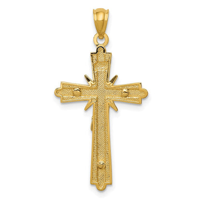 14K Bicolor-Gold polierter Kruzifix-Anhänger