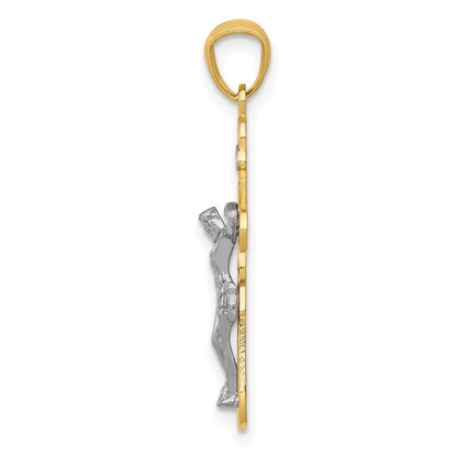14K Bicolor mit Rhodium Klein Passion Kruzifix Anhänger