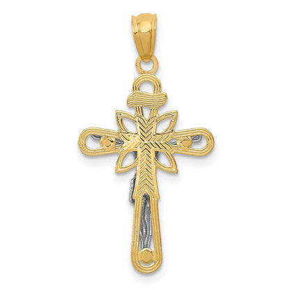 14K Bicolor mit Rhodium Klein Passion Kruzifix Anhänger