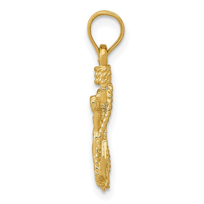 14K Gelbgold Poliert Marine Kruzifix Anhänger