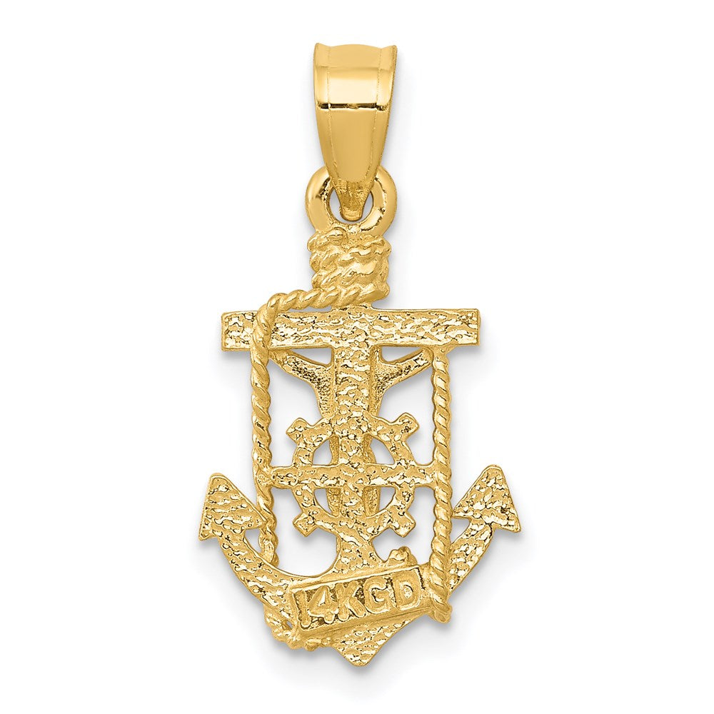 14K Gelbgold Poliert Marine Kruzifix Anhänger