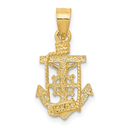 14K Gelbgold Poliert Marine Kruzifix Anhänger