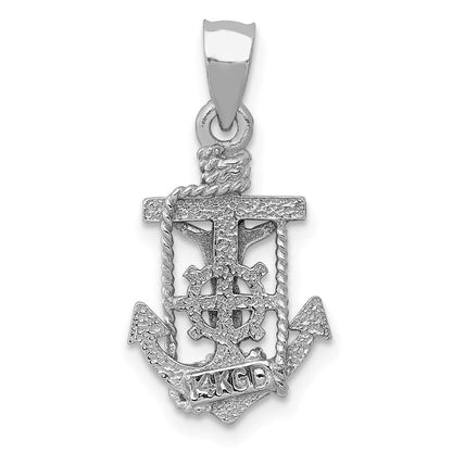 14K Weißgold Poliert Marine Kruzifix Anhänger
