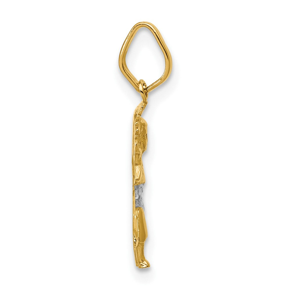14K Gelb & Rhodium mit Diamantiert Poliert Baby Jesus Anhänger