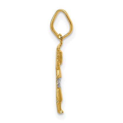 14K Gelb & Rhodium mit Diamantiert Poliert Baby Jesus Anhänger