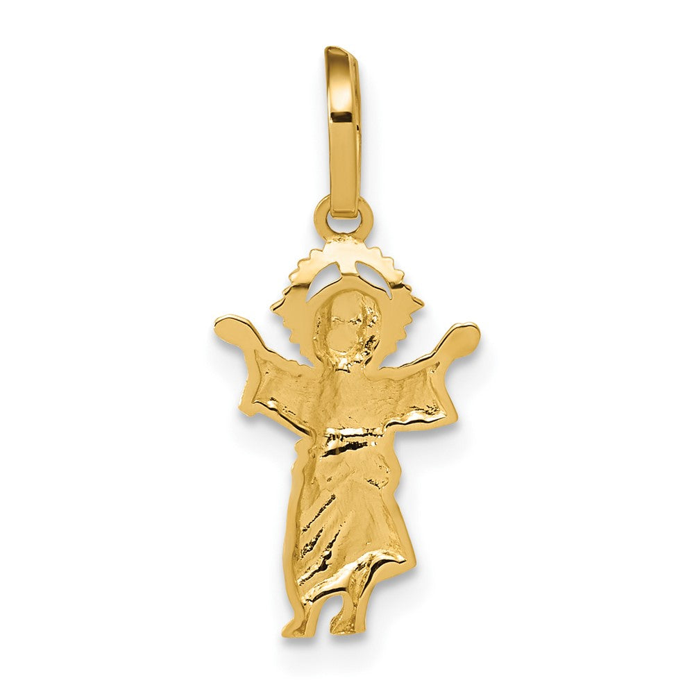 14K Gelb & Rhodium mit Diamantiert Poliert Baby Jesus Anhänger