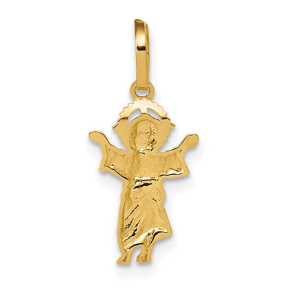 14K Gelb & Rhodium mit Diamantiert Poliert Baby Jesus Anhänger
