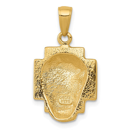 14 Karat Gelbgold Gold Poliert Kleiner Jesuskopf mit Krone Anhänger Let me refine this into more natural German: **14K Gelbgold polierter kleiner Jesuskopf mit Krone Anhänger