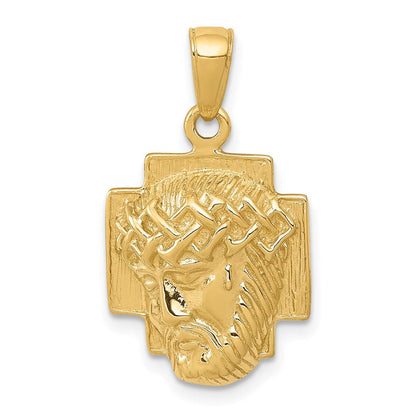 14 Karat Gelbgold Gold Poliert Kleiner Jesuskopf mit Krone Anhänger Let me refine this into more natural German: **14K Gelbgold polierter kleiner Jesuskopf mit Krone Anhänger