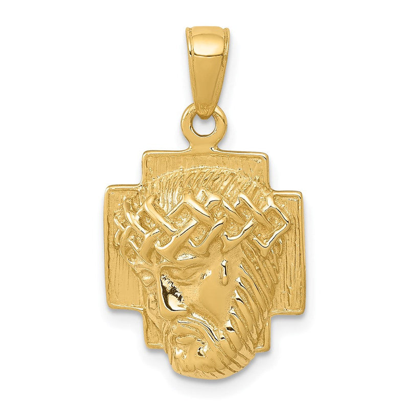14 Karat Gelbgold Gold Poliert Kleiner Jesuskopf mit Krone Anhänger Let me refine this into more natural German: **14K Gelbgold polierter kleiner Jesuskopf mit Krone Anhänger