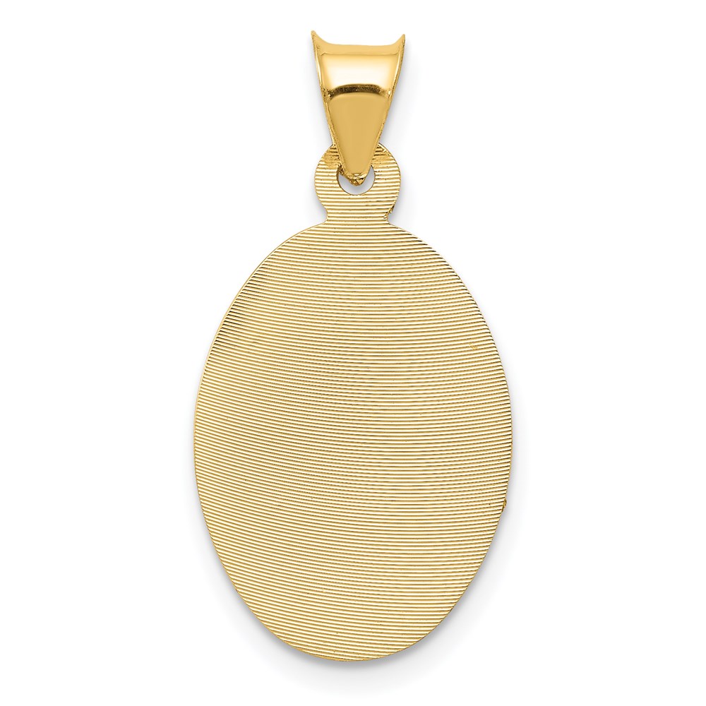 14K Gelb & Rhodium mit Rose und Weiß Diamantiert Sagrado Corazon Oval Anhänger