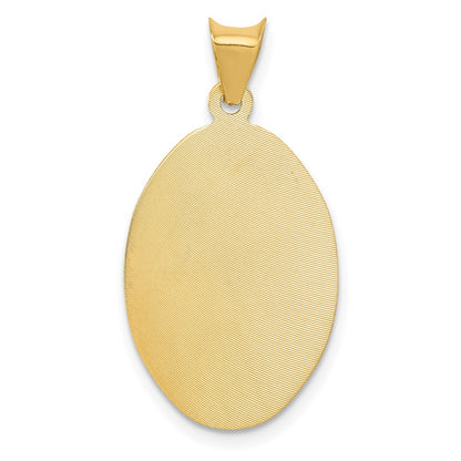 14K Gelb- und Rhodiumgold ovaler Sagrado-Corazon-Anhänger mit Rosé- und Weißrhodium, diamantiert
