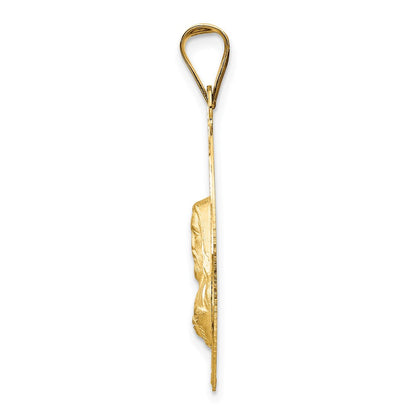 14K Gelb- und Rhodiumgold Diamantierter Sagrado Corazón Oval-Anhänger mit Rosé- und Weißrhodium