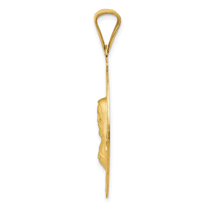 14k Yellow & Rhodium Gold w/Rose and White Rhodium D/C Sagrado Corazon Oval Pendant