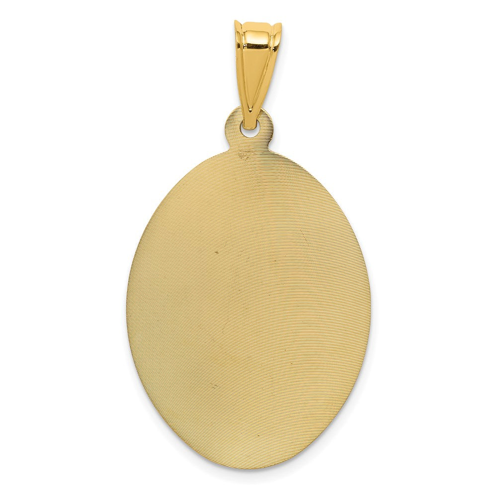 14k Yellow & Rhodium Gold w/Rose and White Rhodium D/C Sagrado Corazon Oval Pendant