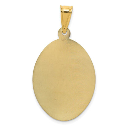14k Yellow & Rhodium Gold w/Rose and White Rhodium D/C Sagrado Corazon Oval Pendant