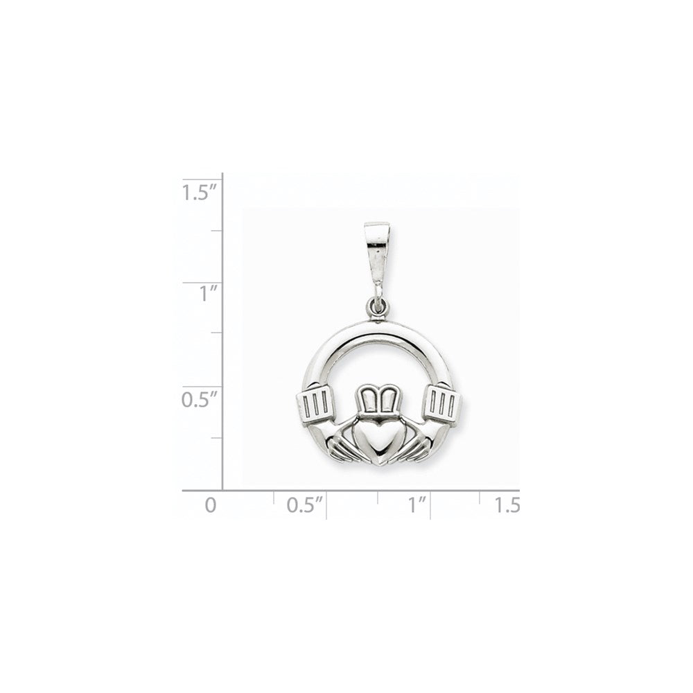 14K Weißgold Claddagh-Anhänger
