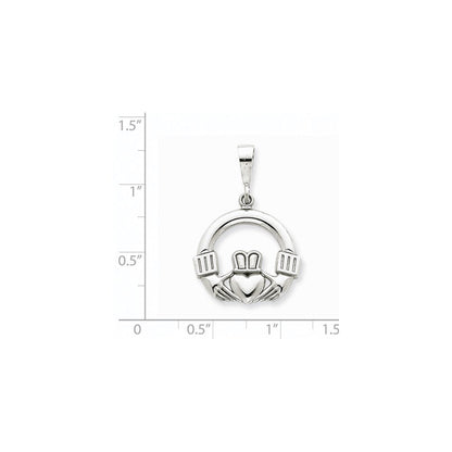 14K Weißgold Claddagh-Anhänger