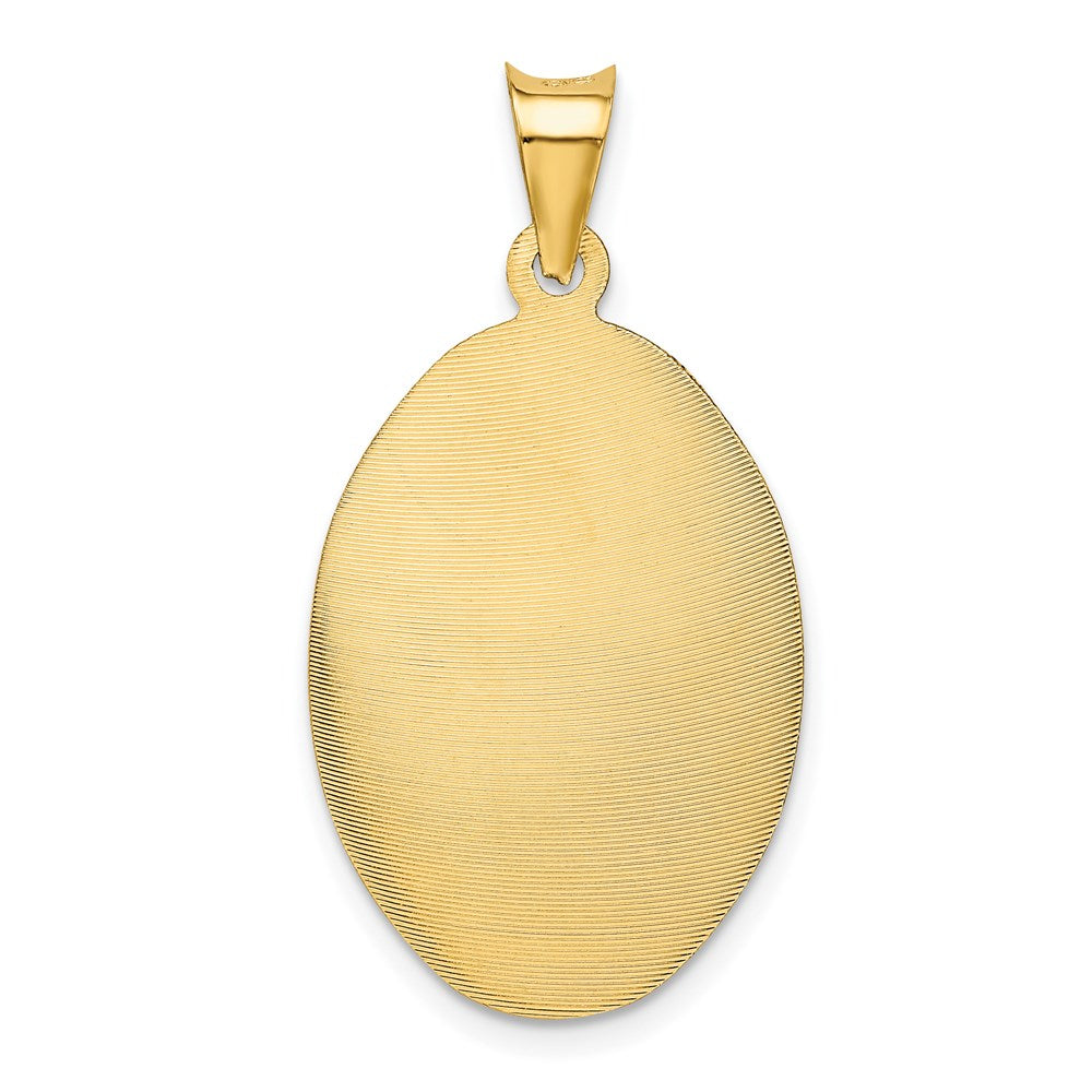 14K Gelbgold Polierter Diamantierter Sagrado Corazón Ovaler Anhänger